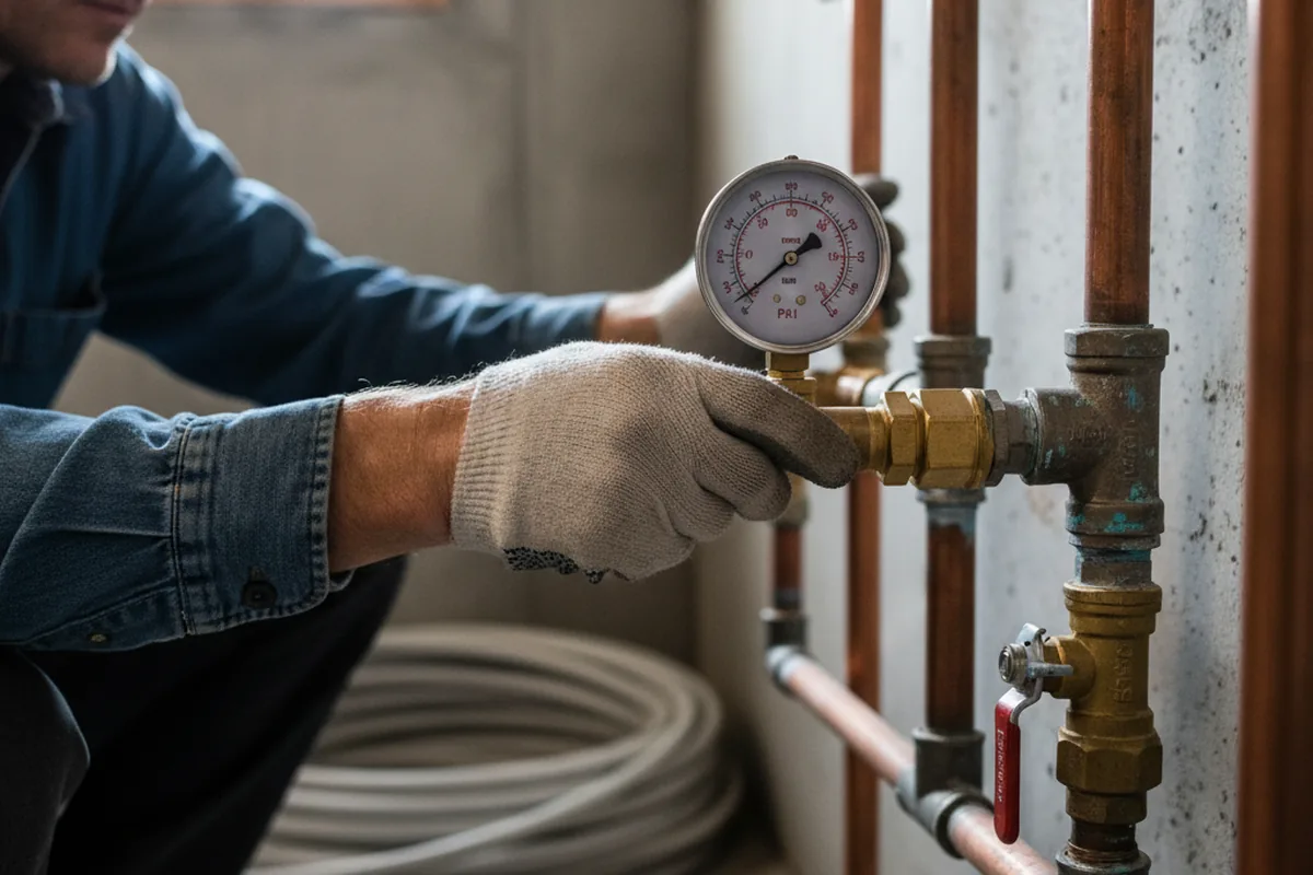 Pressure testing a repaired line during Water Line Repair in Leonardtown